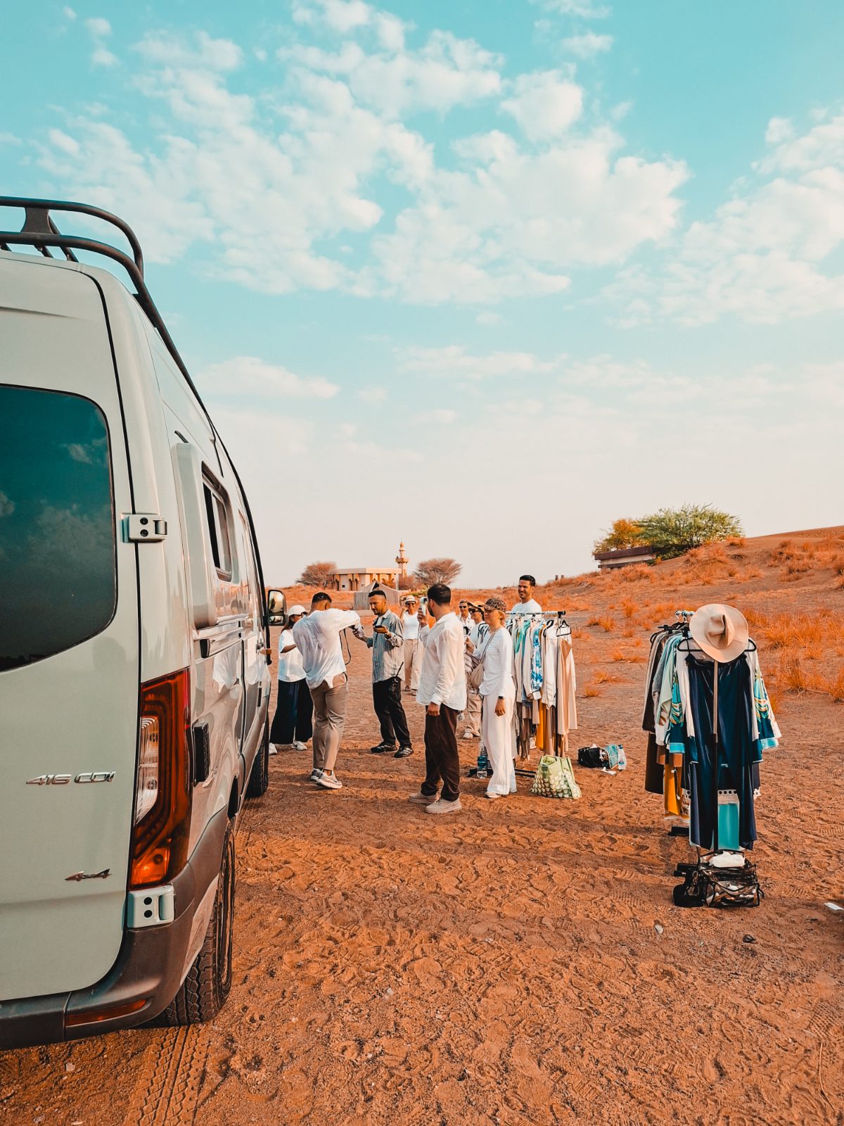 Between the takes in the dunes