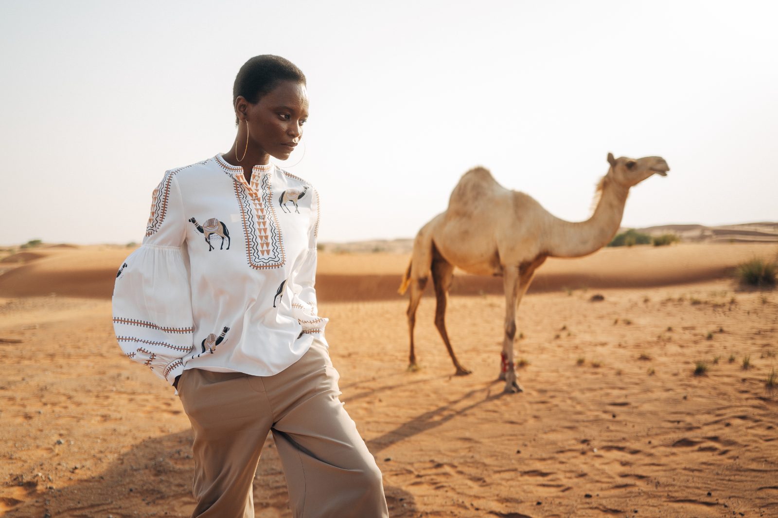 Embroidered cotton with the camel