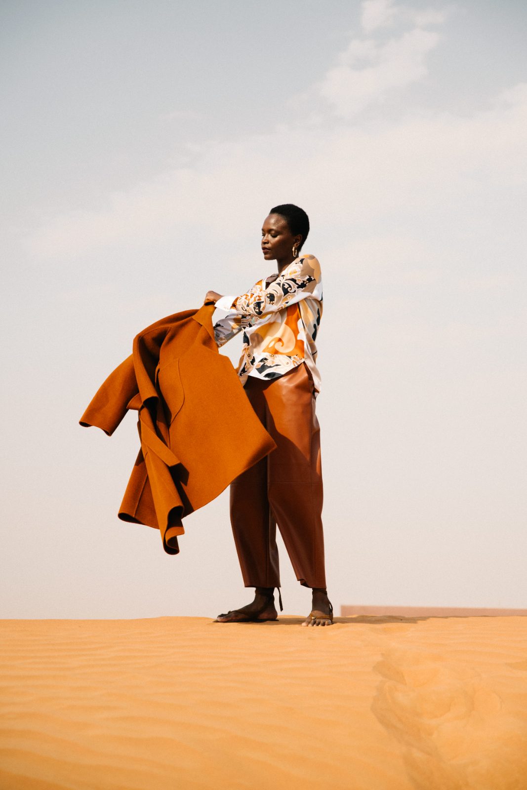 Orange silk carried in the wind